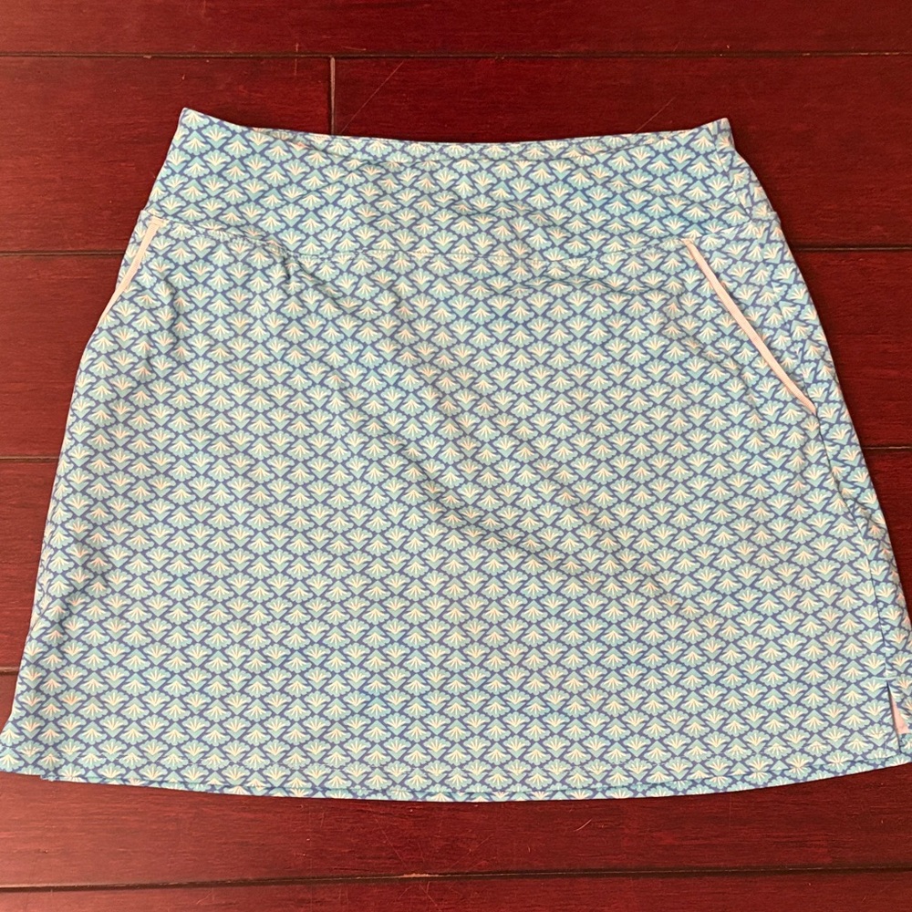 Sigrid Olsen A-Line Skirt with Blue and White Pattern